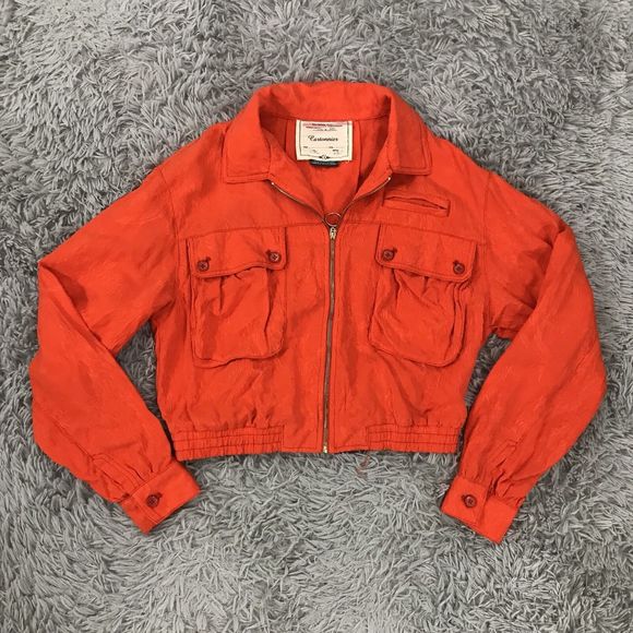 Anthropologie Cartonnier Jacquard Eisenhower Orange Bomber Jacket Size S $118 - Picture 3 of 9